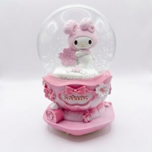 Boule de Neige Musicale & Lumineuse Lapine Sakura – Thème Fleurs de Cerisier