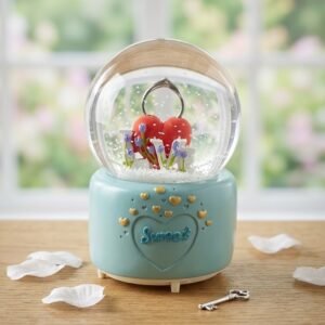Boule à Neige Musicale Romantique "Sweet Love" – Bague & Cœur