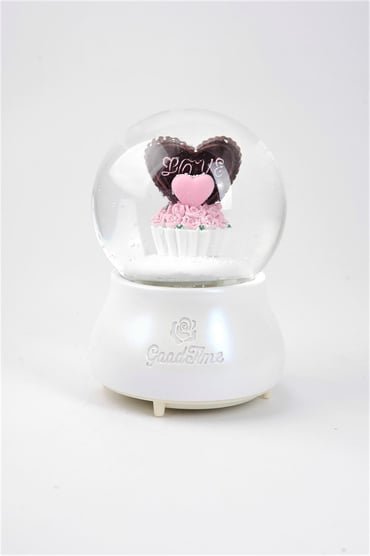Boule à Neige Romantique "Love" – Cœurs & Bouquet de Roses